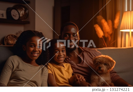 Cherish cozy moments with this heartwarming photo of a father, his two children 131274221