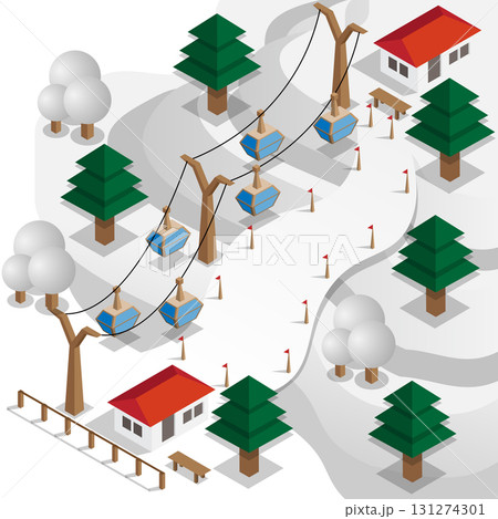Ski resort. Vector illustration. Isometric. Ski resort. Vector illustration. Isometric. 131274301