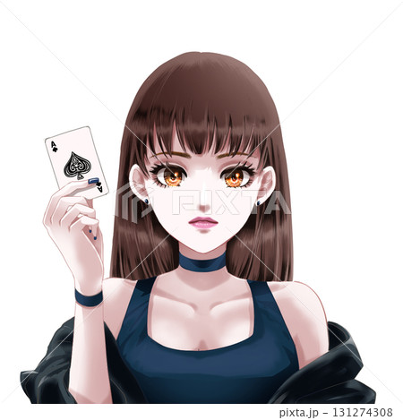 SNSアイコントランプを持つ女性のイラスト 131274308