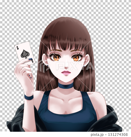 SNSアイコントランプを持つ女性のイラスト 131274308