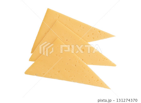 sliced cheese isolated, top view sliced cheese isolated, top view 131274370
