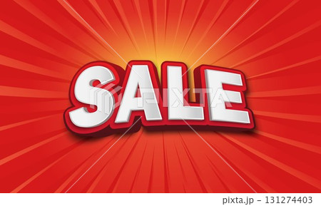 Text Sale with 3d effect on a background with red radial rays. Text Sale with 3d effect on a background with red radial rays. 131274403