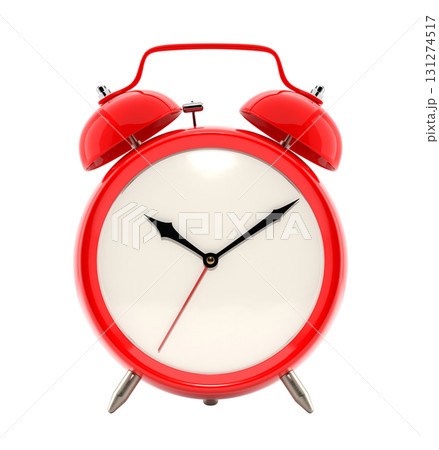 Alarm clock, vintage style red color clock with black hands Alarm clock, vintage style red color clock with black hands 131274517