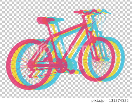 Bicycle in three colors. Mountain sport bike graphic design Bicycle in three colors. Mountain sport bike graphic design 131274523