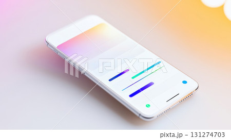 Modern smartphone screen displaying an educational app interface with toggles, checkboxes, and progress bar. Survey research answer checklist 131274703