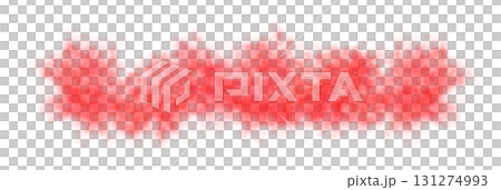 Dense red smoke cloud with transparent background, spreading horizontally with realistic soft texture and misty edges 131274993