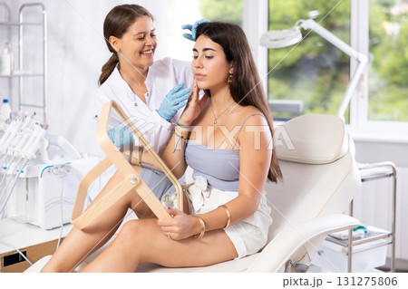 Beauty consultation for brunette girl Beauty consultation for brunette girl 131275806