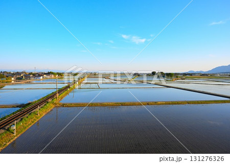 春の越後平野　田園風景（新潟県） 131276326