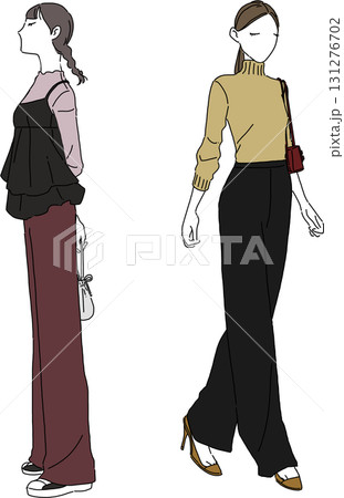 秋のストレートパンツコーデ 大人女子ファッションイラスト 秋のストレートパンツコーデ 大人女子ファッションイラスト 131276702