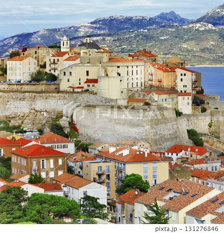Calvi town with medieval castle, Corsica island, France 131276846