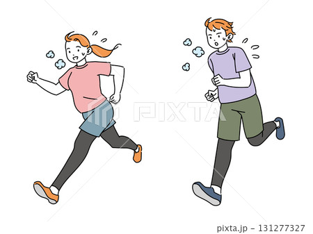 ダイエットでランニングする男女 131277327