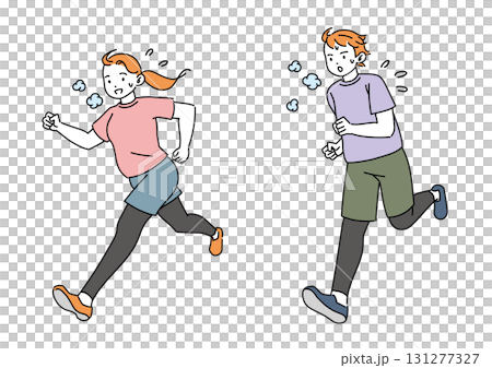 ダイエットでランニングする男女 131277327