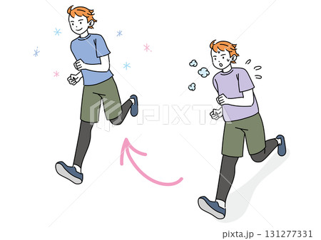 スリムな自分を想像して走る男性 131277331