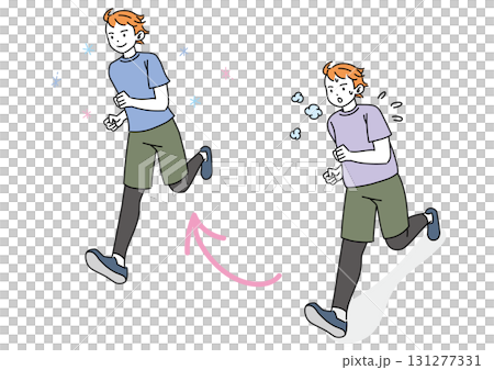 スリムな自分を想像して走る男性 131277331