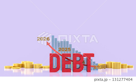 The DEBT Chart 2026 for Business concept 3d Rendering. The DEBT Chart 2026 for Business concept 3d Rendering. 131277404