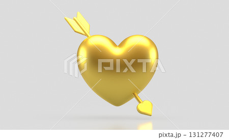The Gold Heart on white Background for love or valentine concept 3d Rendering. 131277407