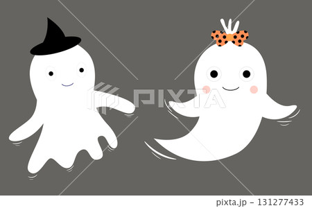 Cute vector Halloween ghosts in flat style 131277433