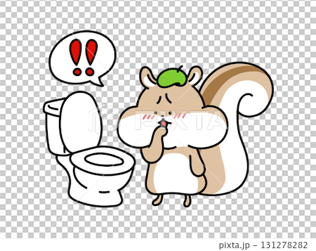 A squirrel gets surprised in the toilet 131278282