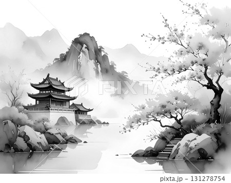 山水画　AI生成画像 131278754