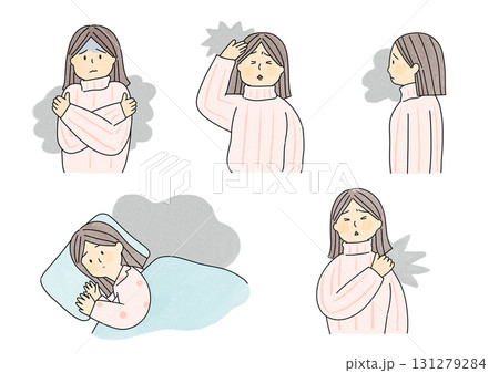 冬の心身の不調イラストセット 131279284