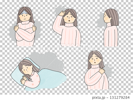 冬の心身の不調イラストセット 131279284