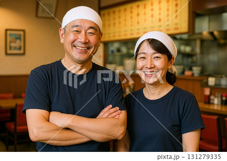 定食屋　町中華　笑顔の店主　夫婦 131279335