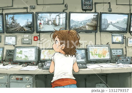 美優シリーズ：石油化学プラントの制御室で物流をモニタリングする美優 131279357