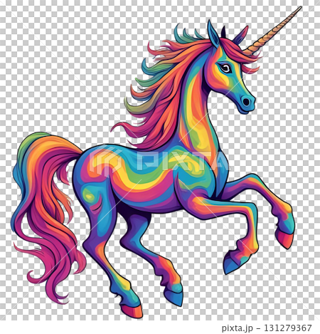 擁有彩虹鬃毛的獨角獸 131279367