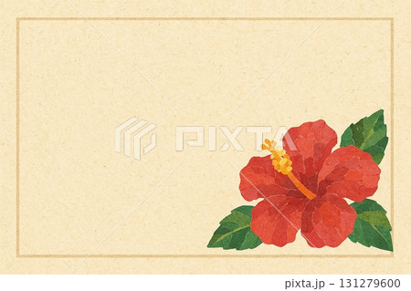フレーム素材　ハイビスカス　貼り絵風 131279600