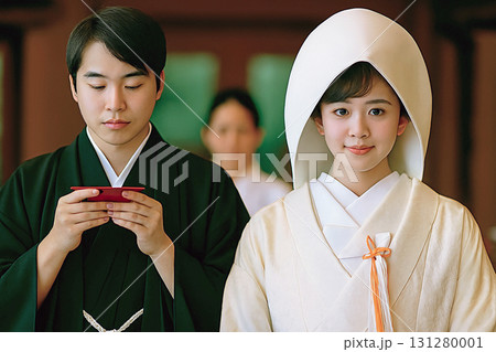 神前式の新郎新婦 131280001