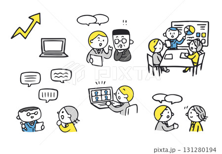 ビジネスシーンのイラストセット 131280194