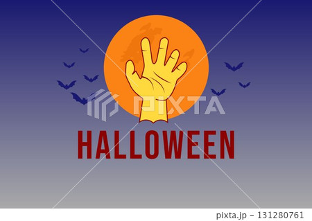halloween zombie hand rising under full moon 131280761