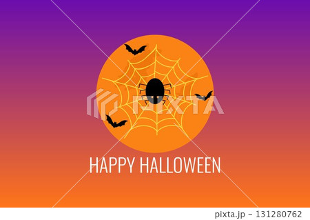 happy halloween spider on orange moonlight background 131280762