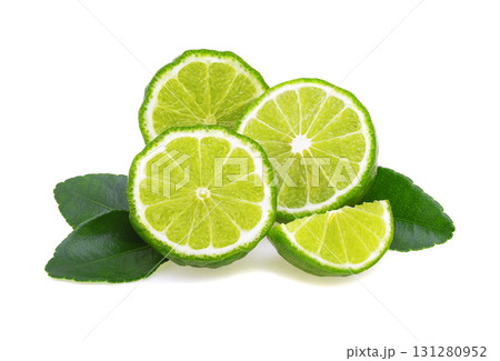 bergamot fruit with leaf isolated on white background bergamot fruit with leaf isolated on white background 131280952