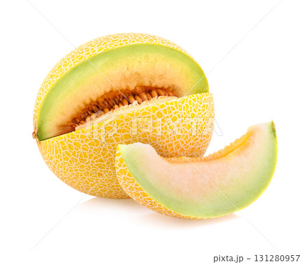cantaloupe melon isolated on white background cantaloupe melon isolated on white background 131280957