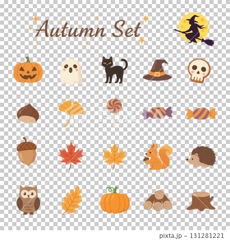 Halloween Autumn cute icon material set 131281221