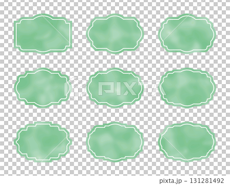 Green watercolor frame border 131281492