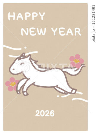 可愛い馬のイラスト年賀状テンプレート 131281495