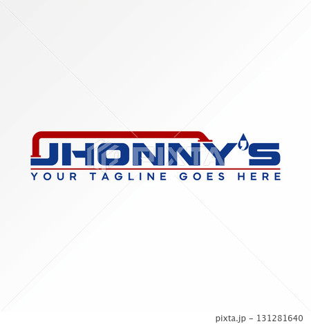 Logo design graphic concept creative premium vector stock image top sell word text Jhonny's font with pipeline and water drop plumbing service metal Logo design graphic concept creative premium vector stock image top sell word text Jhonny's font with pipeline and water drop plumbing service metal 131281640