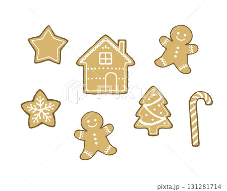 ジンジャークッキーのイラストセット ジンジャークッキーのイラストセット 131281714