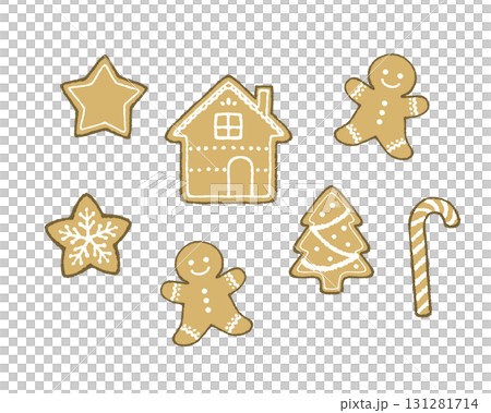ジンジャークッキーのイラストセット ジンジャークッキーのイラストセット 131281714