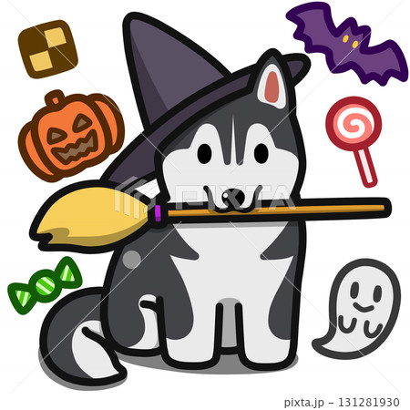 ハロウィン仮装のブラックのシベリアンハスキー ハロウィン仮装のブラックのシベリアンハスキー 131281930