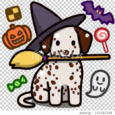 Liver spot variety Dalmatian in Halloween costume 131282108