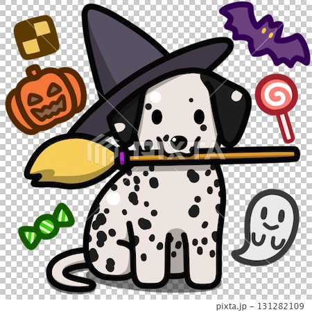 黑色斑點達爾馬提亞犬的萬聖節服裝 131282109