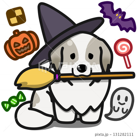 ハロウィン仮装のウルフカラーのグレートピレニーズ ハロウィン仮装のウルフカラーのグレートピレニーズ 131282111