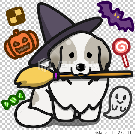 ハロウィン仮装のウルフカラーのグレートピレニーズ ハロウィン仮装のウルフカラーのグレートピレニーズ 131282111