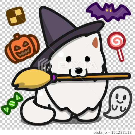 Samoyed in Halloween costume 131282112