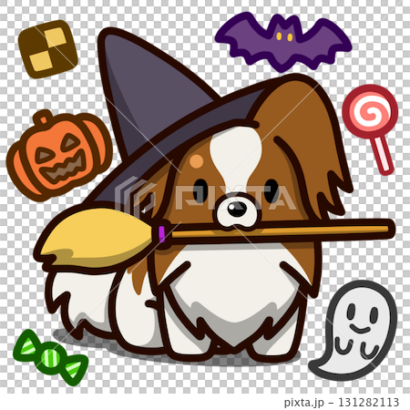ハロウィン仮装のホワイトアンドレッドのパピヨン ハロウィン仮装のホワイトアンドレッドのパピヨン 131282113