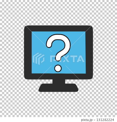 Simple question mark monitor icon 131282224