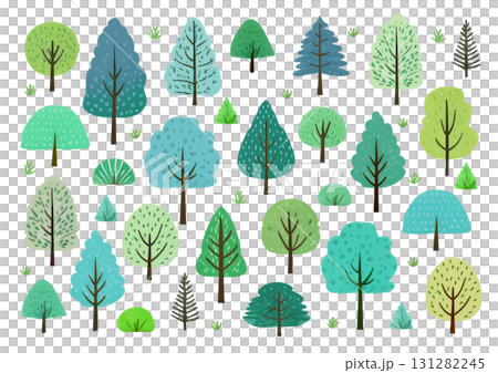 Tree pattern background illustration (green and blue) 131282245